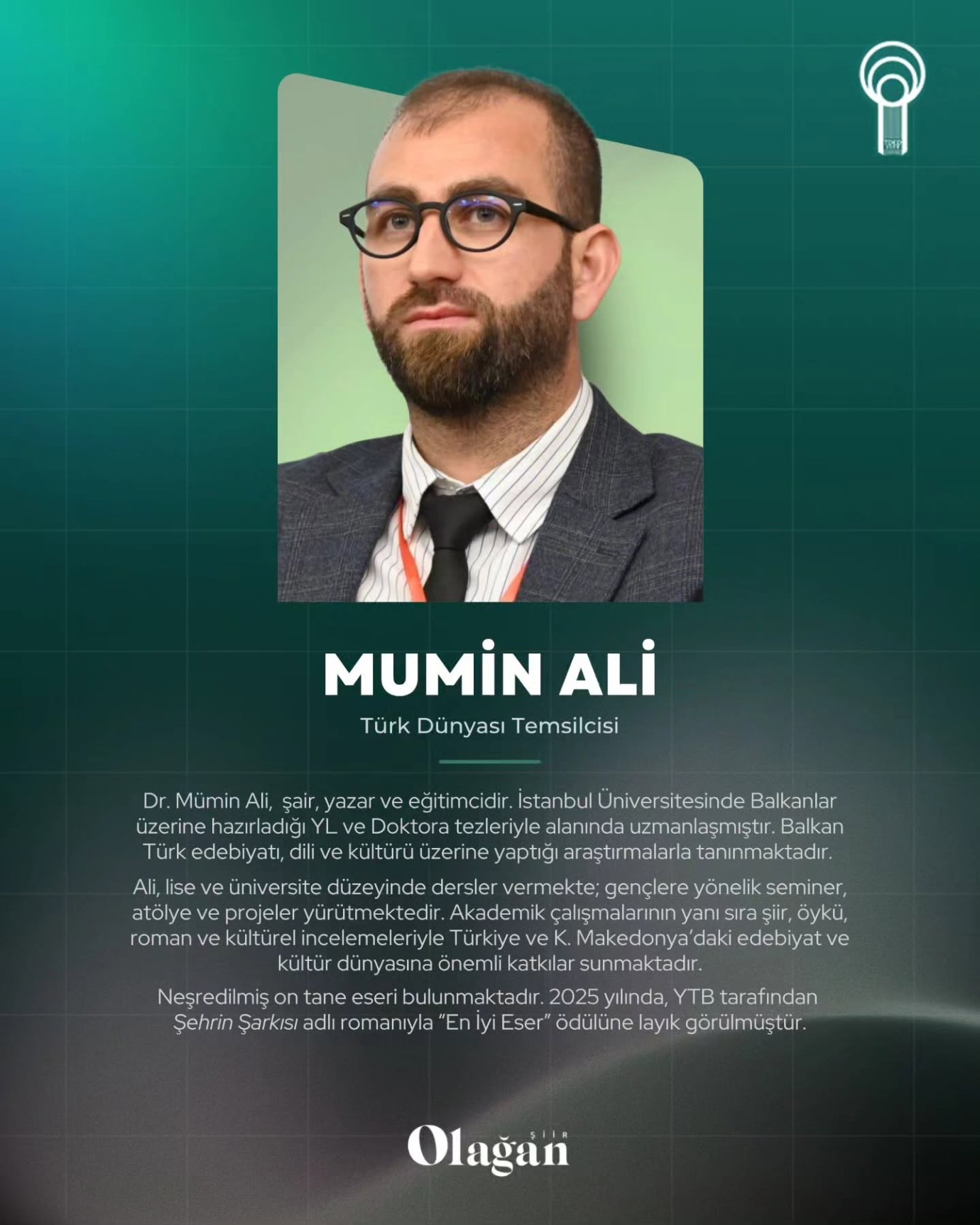 Kuzey Makedonyalı Şair ve Akademisyen Dr. Mümin Ali’ye “Türk Dünyası Temsilcisi” Görevi