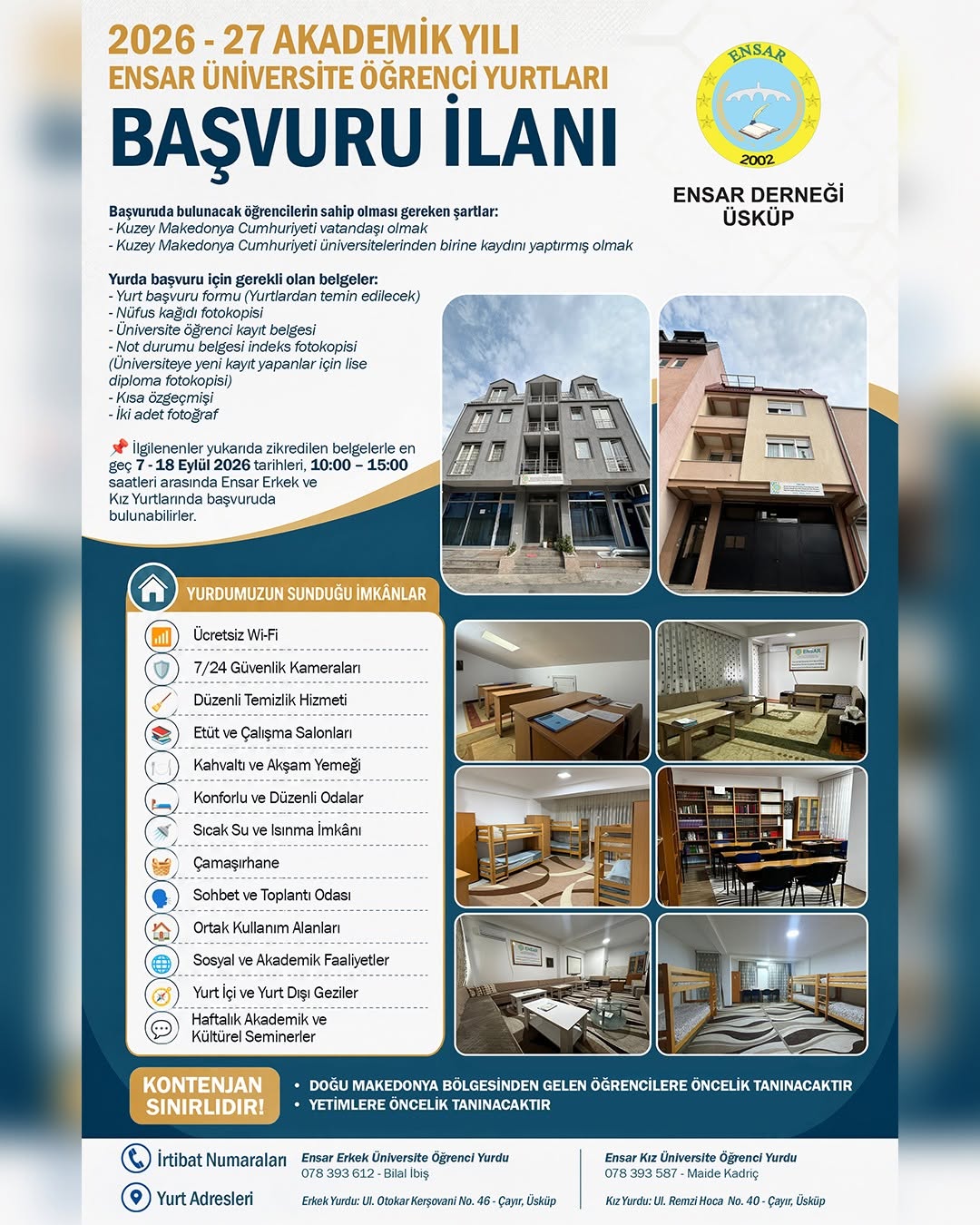 Ensar Üniversite Öğrenci Yurtları İçin 2026/27 Başvuruları Başladı