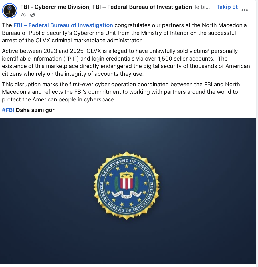 FBI ve Kuzey Makedonya’dan ortak siber operasyon, OLVX platformunun yöneticisi tutuklandı