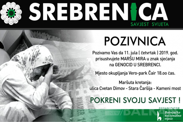 Üsküp’te Srebrenica İçin Barış Yürüyüşü Yapılacak