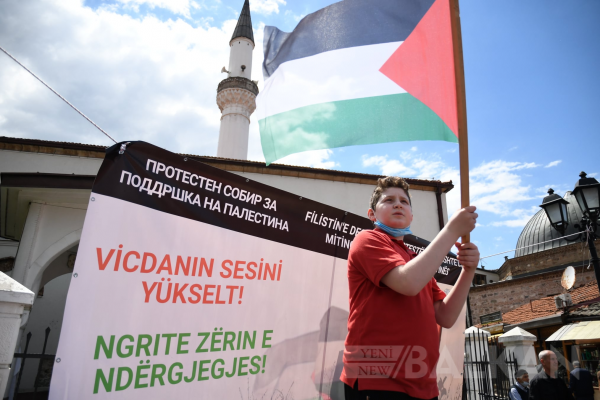 Üsküp'te Filistin'e destek mitingi yapıldı