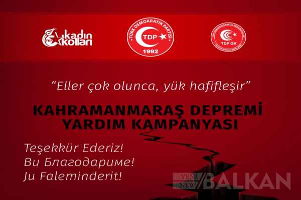 Türk Demokratik Partisinden depremzedelere 86 bin avroluk destek