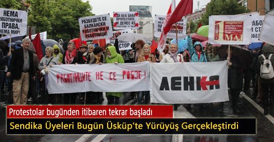 Sendika Üyeleri Bugün Üsküp'te Yürüyüş Gerçekleştirdi